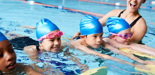 Group of kids swimming